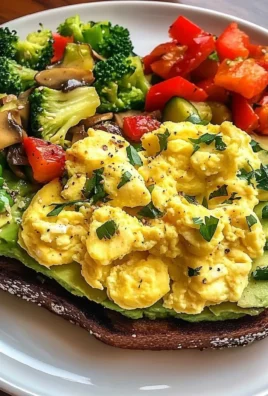 Avocado Toast with Scrambled Eggs & Sauted Veggies