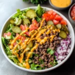 Burger Salad Bowl with Special Sauce Dressing