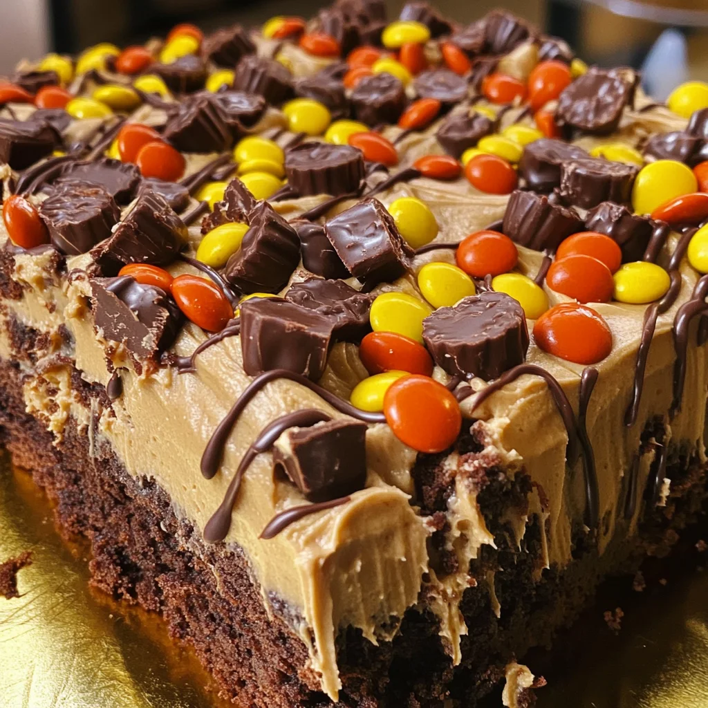 Chocolate Peanut Butter Poke Cake