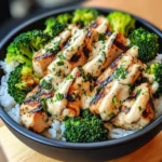 Creamy Garlic Chicken Bowl with Broccoli & Rice