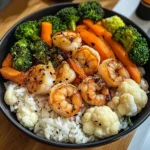 Garlic Butter Shrimp with Steamed Rice & Mixed Vegetables