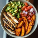 Grilled Chicken Bowl with Sweet Potato & Avocado Salsa