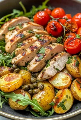 Herbed Chicken Bowl with Crispy Potatoes & Tomato Caper Salad