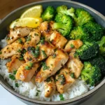 Lemon Garlic Chicken Bowl with Broccoli & Jasmine Rice