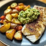 Pan-Seared Fish with Roasted Potatoes & Guacamole
