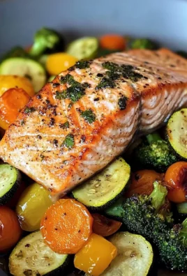 Pan-Seared Salmon with Garlic Veggie Medley