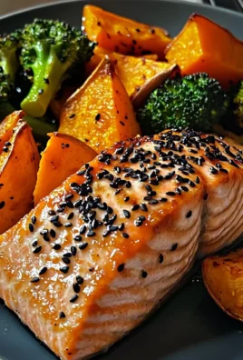 Sesame Glazed Salmon with Sweet Potato Wedges & Broccoli