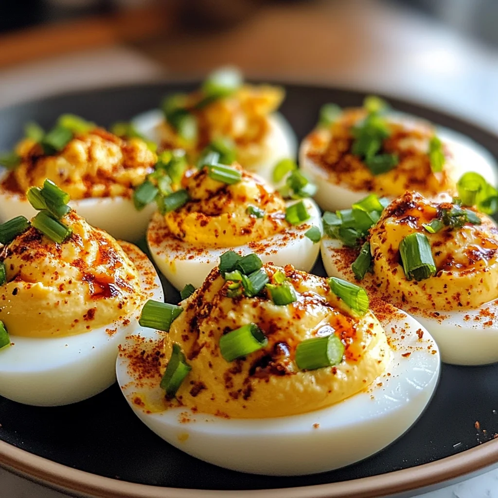 Spicy Chili Garlic Deviled Eggs