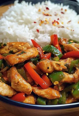 Spicy Garlic Pepper Chicken Stir-Fry with Steamed Rice