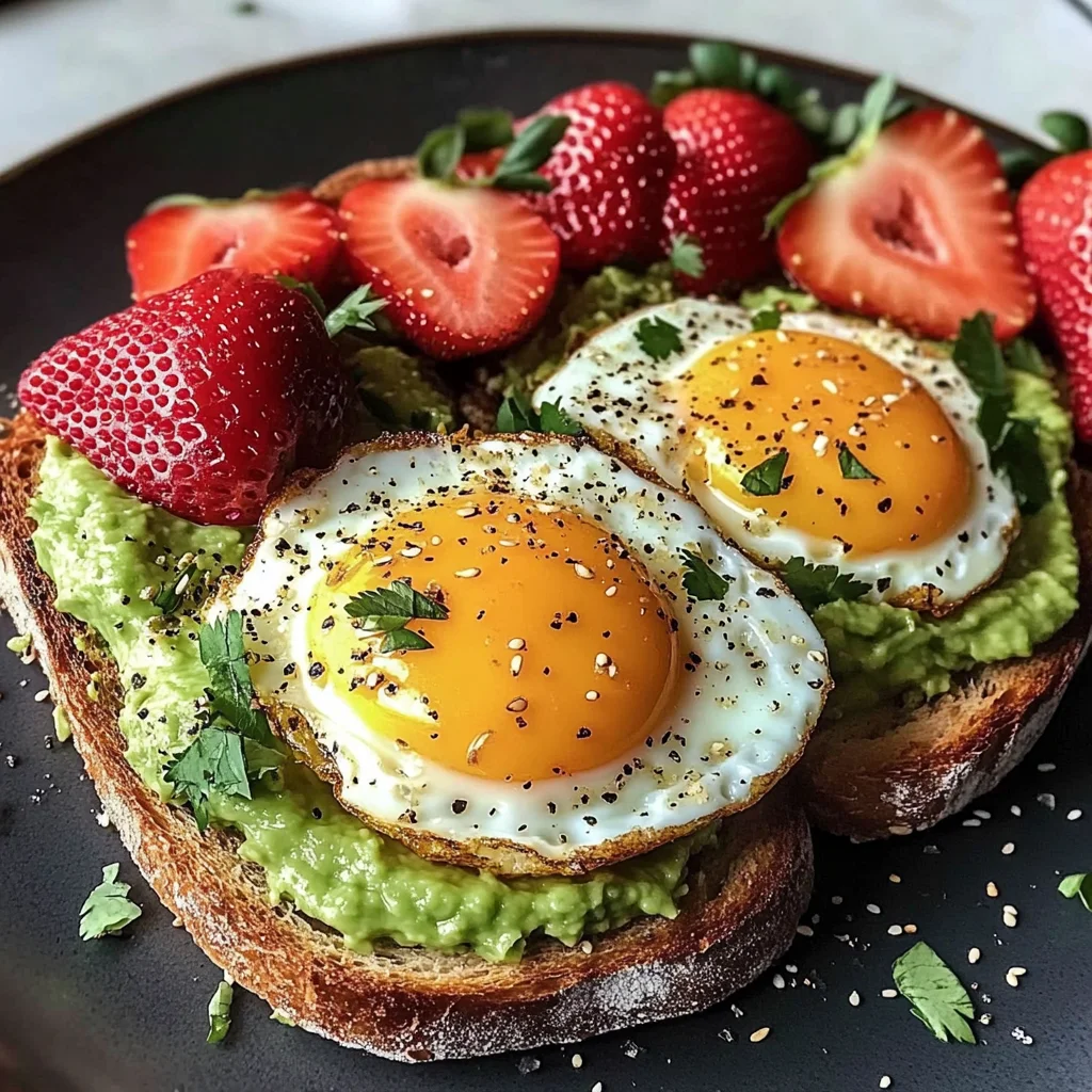 Sunny Avocado Egg Toast with Sweet Strawberries
