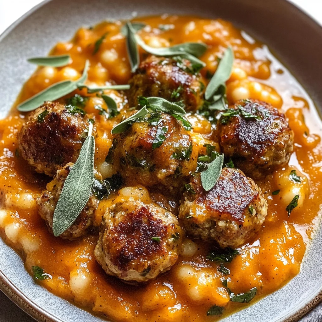 Turkey Meatballs in Pumpkin Sage Sauce