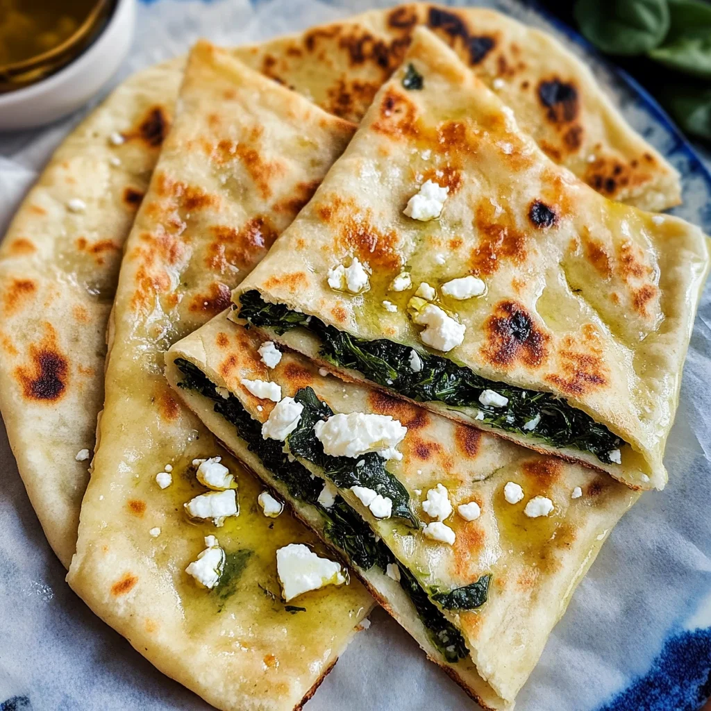 Turkish Gözleme (Spinach and Feta Stuffed Flatbread)