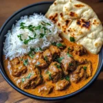 Coconut-Curry Braised Beef with Jasmine Rice & Garlic Naan