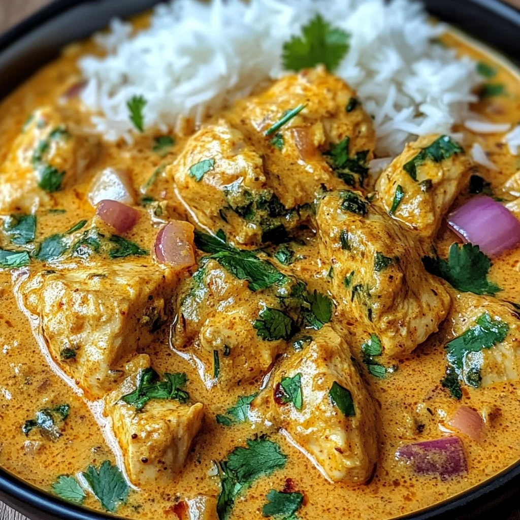 Coconut-Spiced Chicken Curry with Garlic Naan & Golden Fries