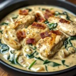 Creamy Chicken Stroganoff with Spinach and Crispy Bacon