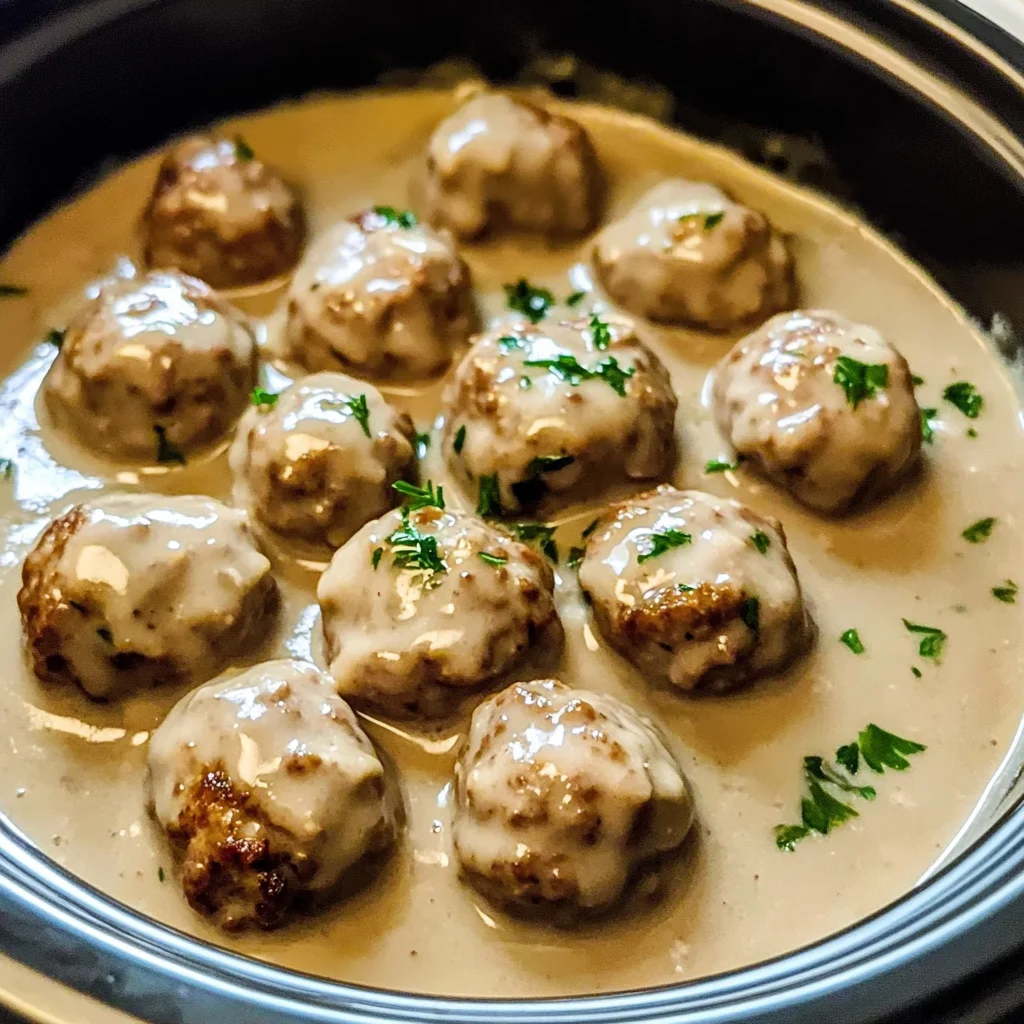 Crockpot Swedish Meatballs with Creamy Gravy