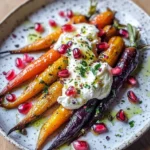 Honey Roasted Rainbow Carrots with Burrata and Pomegranate