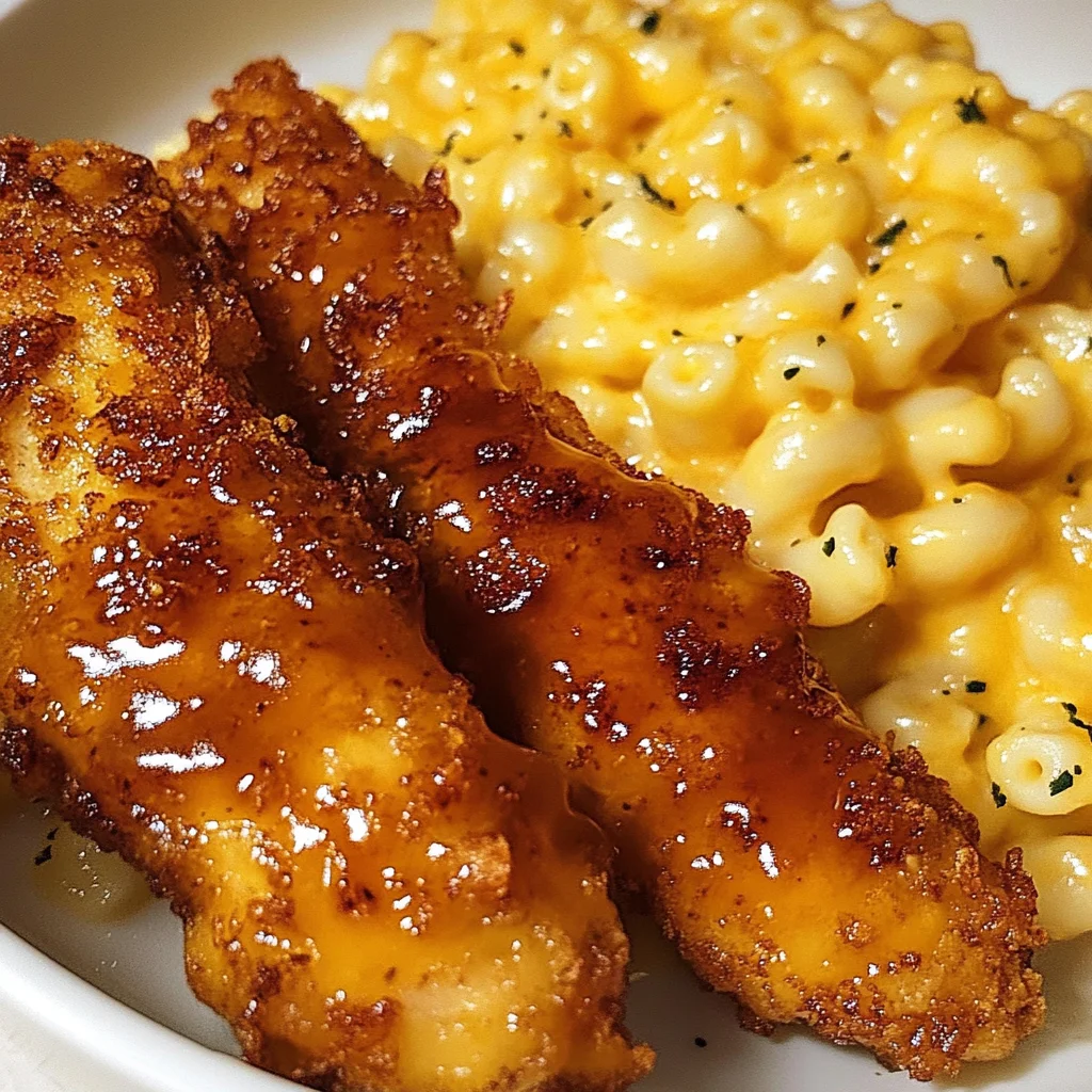Hot Honey Chicken Tenders with Baked Mac and Cheese