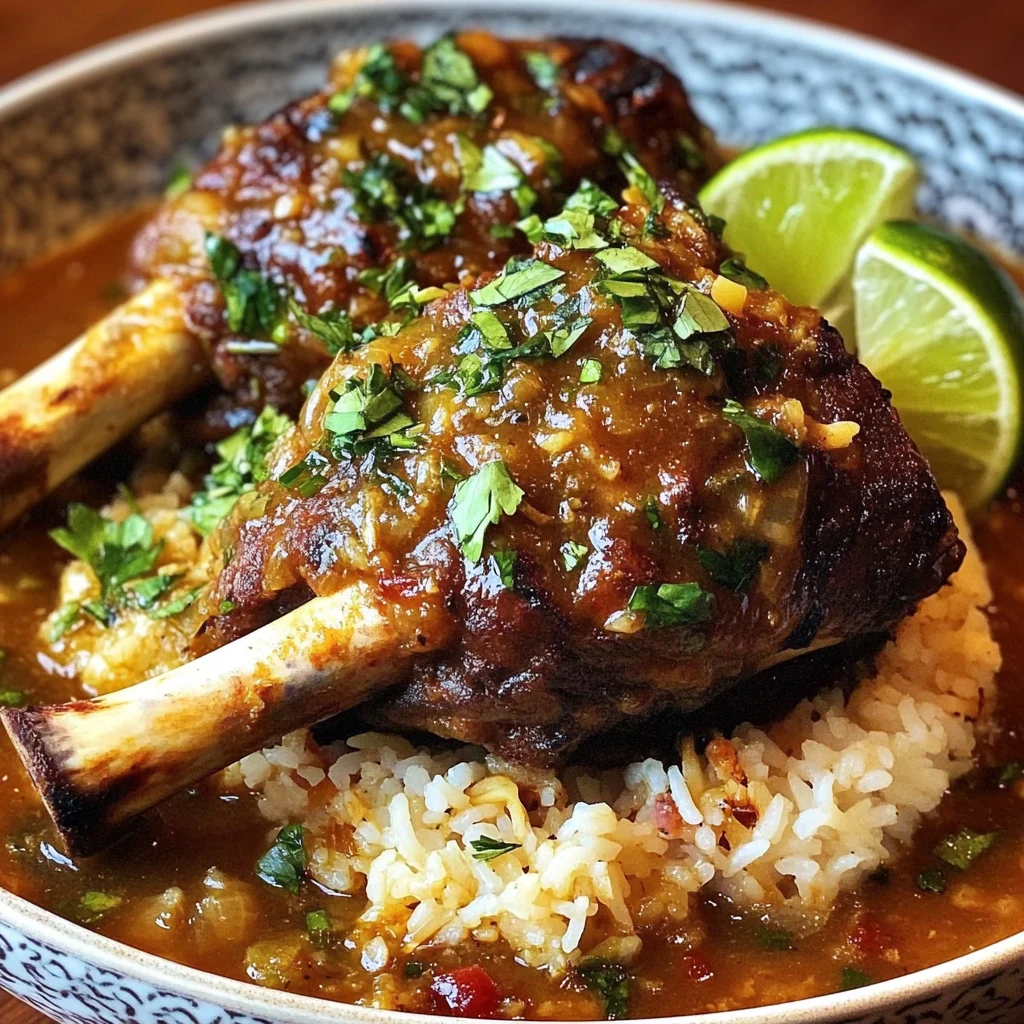 Lemongrass-Ginger Lamb Shank with Coconut Rice