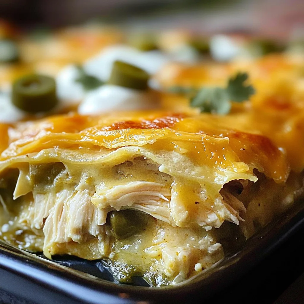 Quick and Easy Green Chile Chicken Enchilada Casserole
