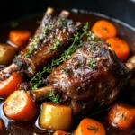 Red Wine Braised Lamb Shank with Carrots & Herbs
