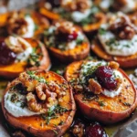 Roasted Sweet Potato Rounds with Herbed Ricotta, Walnuts, and Cranberries