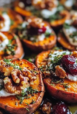 Roasted Sweet Potato Rounds with Herbed Ricotta, Walnuts, and Cranberries