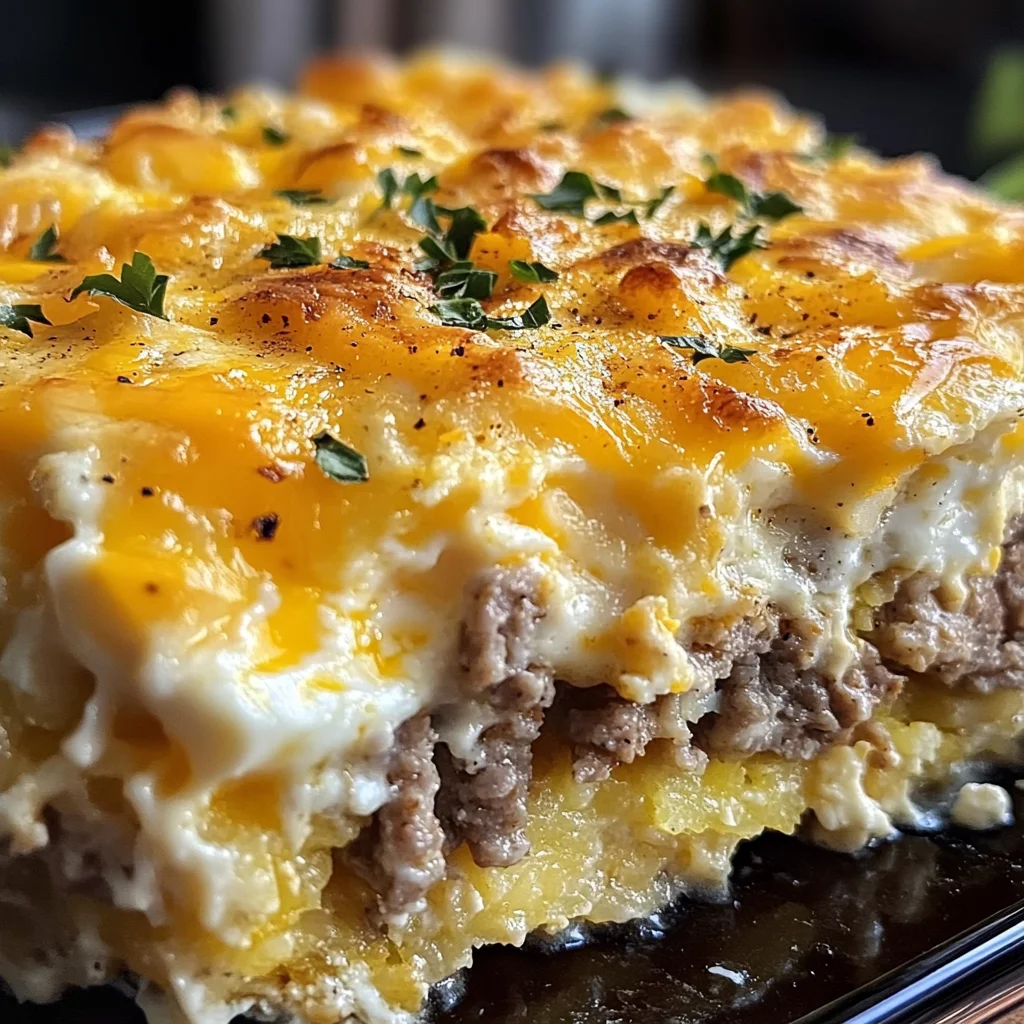 Sausage, Egg, and Cream Cheese Hashbrown Casserole