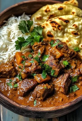 Slow-Cooked Beef and Coconut Curry with Garlic Naan
