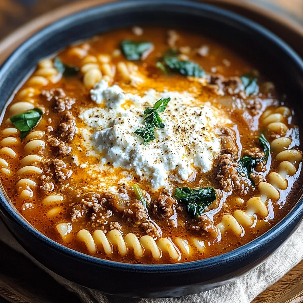 Ultimate Cheesy Beef Lasagna Soup