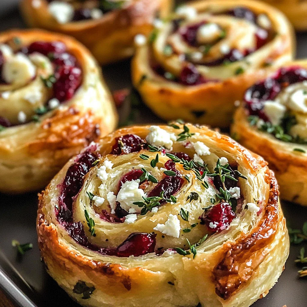 Cranberry Cream Cheese Pinwheels with Feta & Herbs