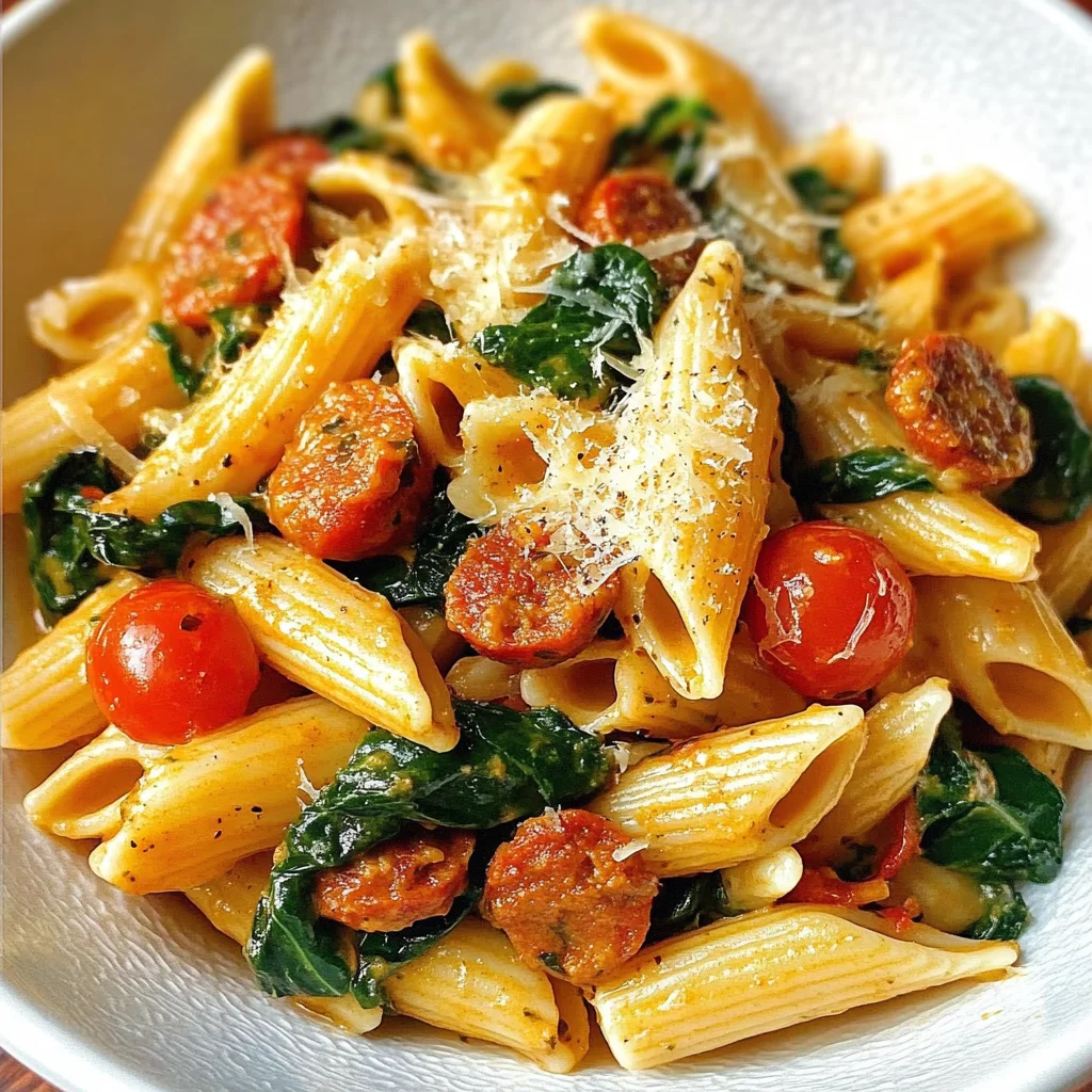 Creamy Chorizo Pasta with Spinach