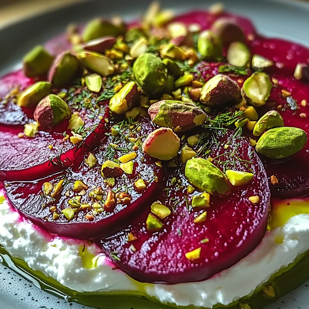 Feta battue, betteraves, pistaches
