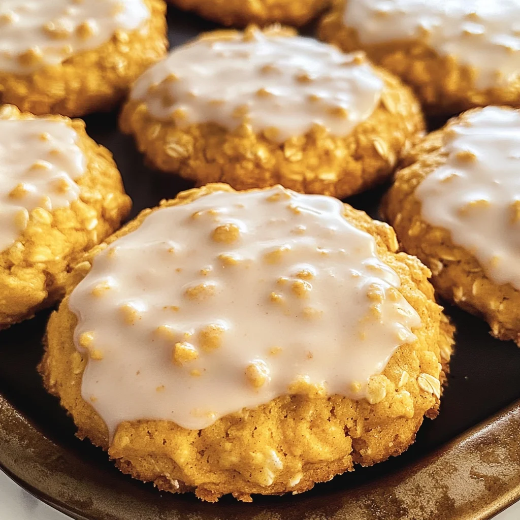 Iced Pumpkin Oatmeal Cookies
