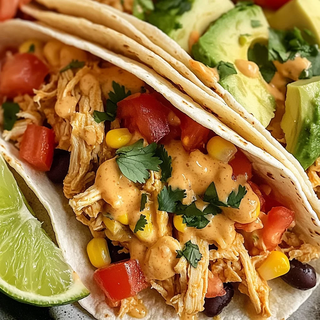 Slow Cooker Queso Chicken Tacos