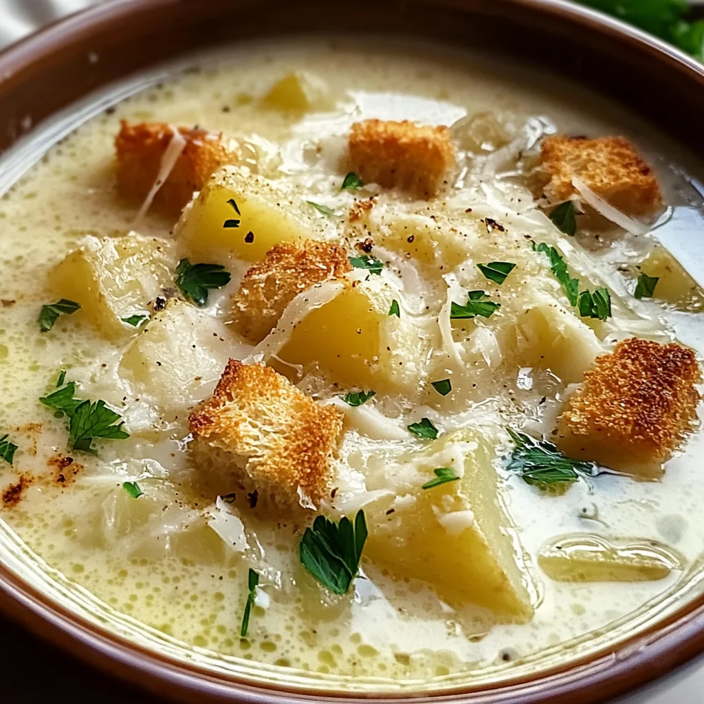 Soothing Hangover Cure Garlic Potato Soup - theamazingfood