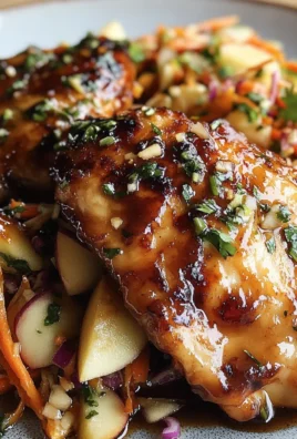 Sticky Apple Cider Chicken with Crisp Autumn Slaw