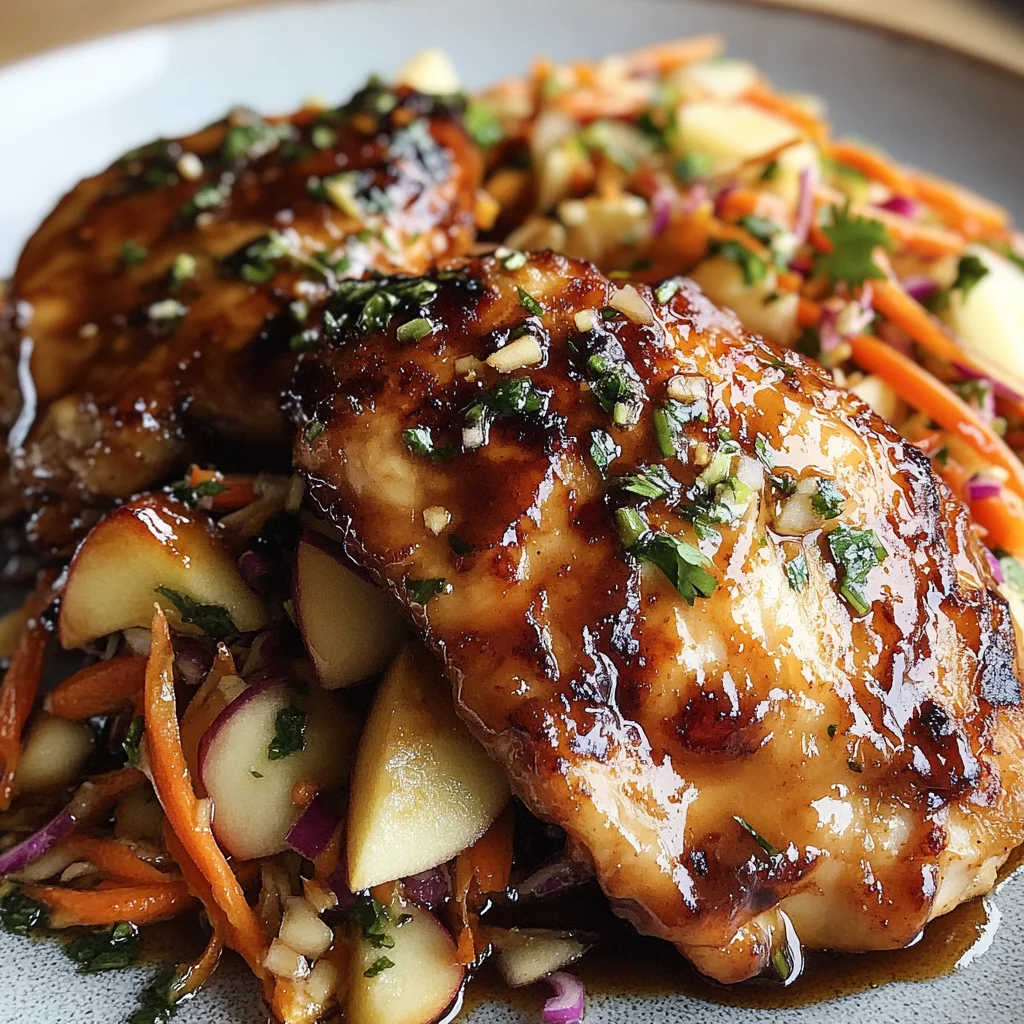 Sticky Apple Cider Chicken with Crisp Autumn Slaw