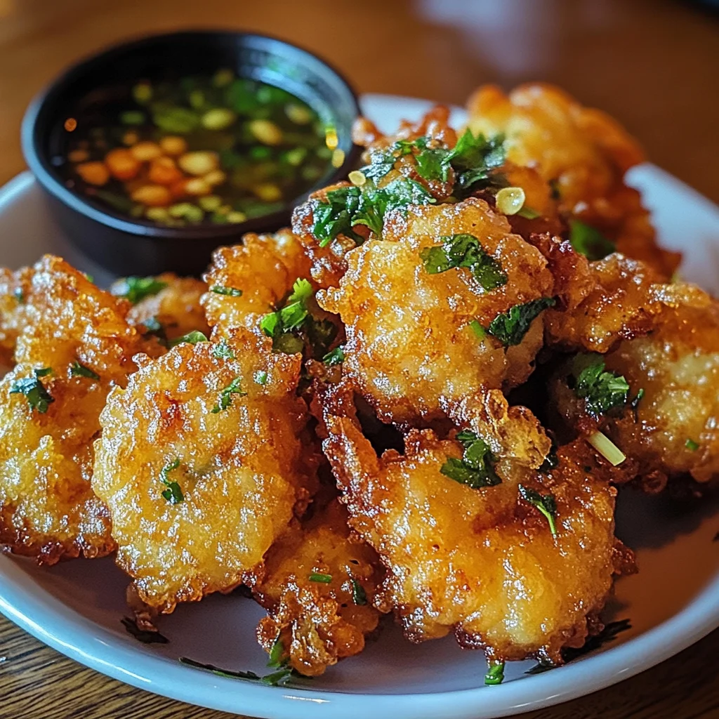 Vietnamese Style Shrimp Fritters with Nuoc Cchicken chicken ham Dipping Sauce