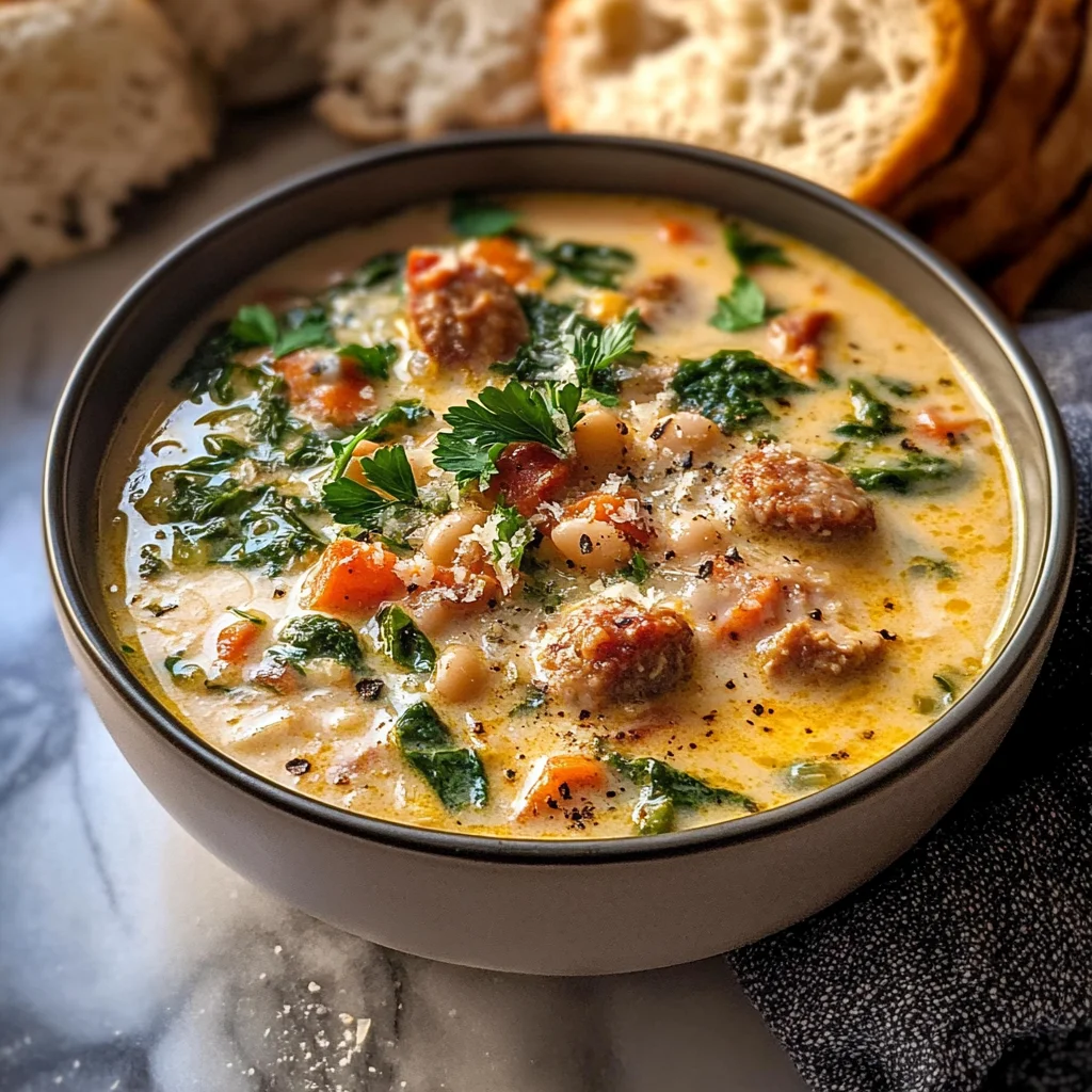 Creamy Tuscan White Bean Lemon Soup