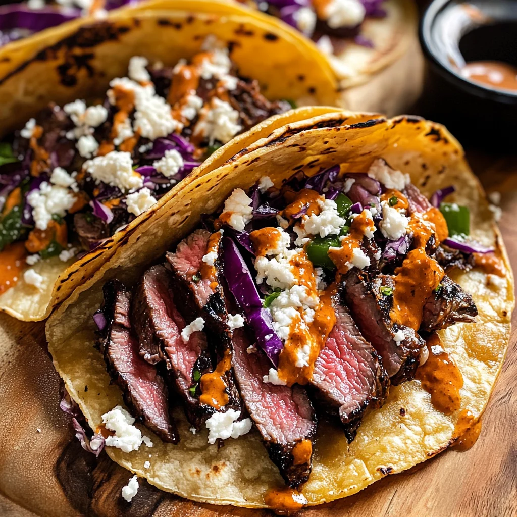 Steak Tacos with Chipotle Sauce & Roasted Cabbage Slaw