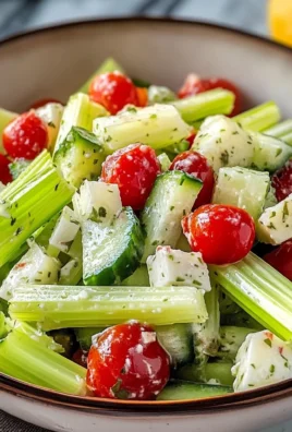 Celery Salad with Cherry Tomatoes, Cucumber, and Lemon Dressing Recipe