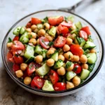 Chickpea Salad with Cucumbers and Tomatoes
