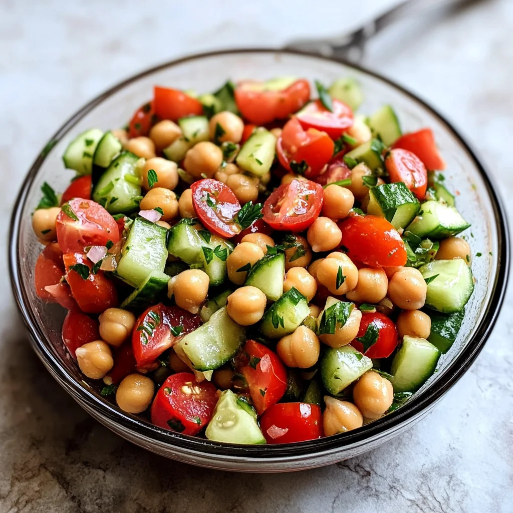Chickpea Salad with Cucumbers and Tomatoes