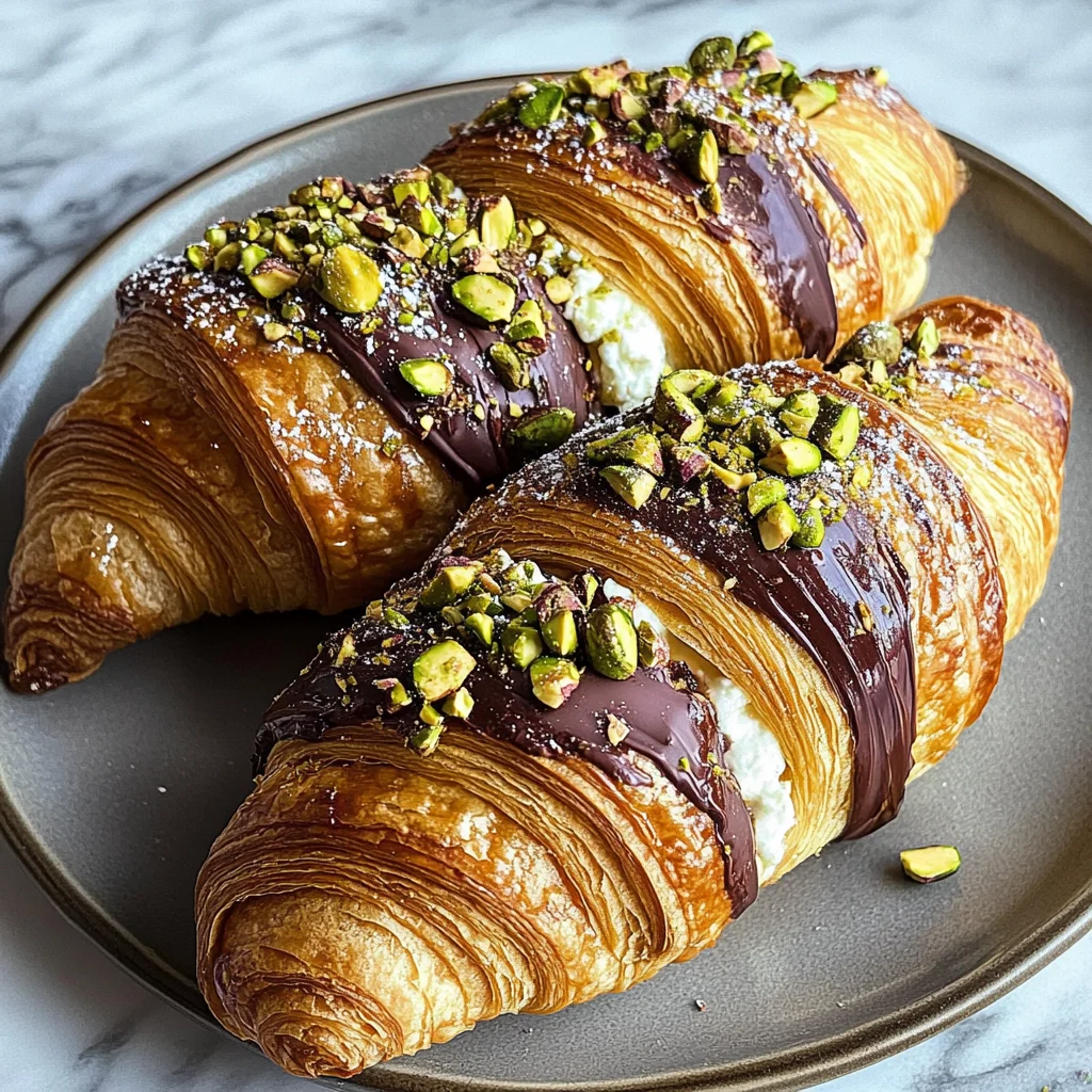 Chocolate Pistachio Croissants with Ricotta