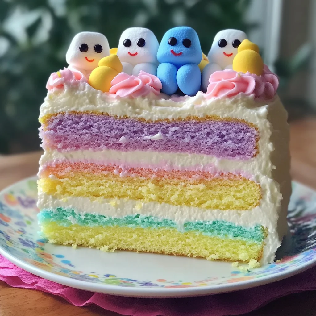 Easter Peep Cake with Multi-Colored Layers