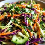 Easy Tangy Vinegar Cabbage Salad with Crisp Vegetables (No Mayo)