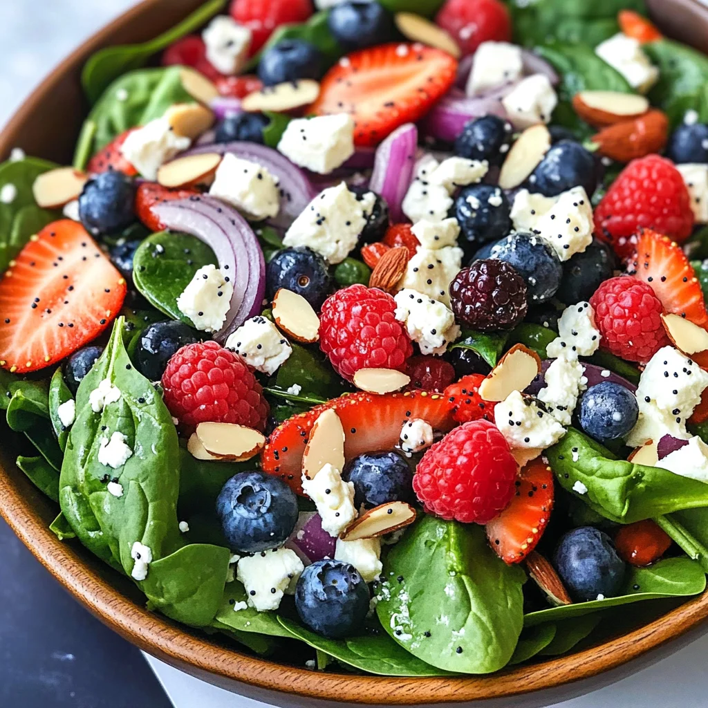 Spinach Berry Salad with Sweet Poppy Seed Dressing