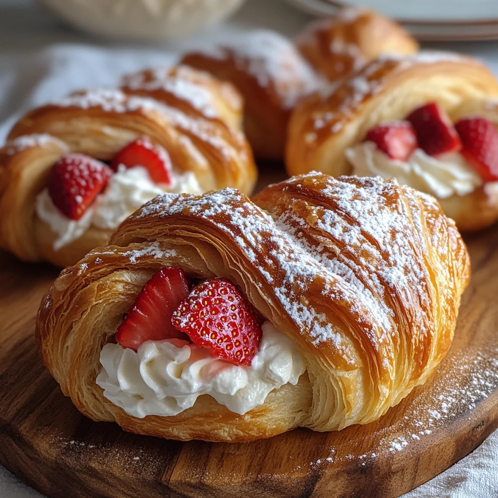 Strawberry Cream Stuffed Croissants