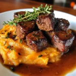 Apple Cider beef with Mashed Sweet Potatoes